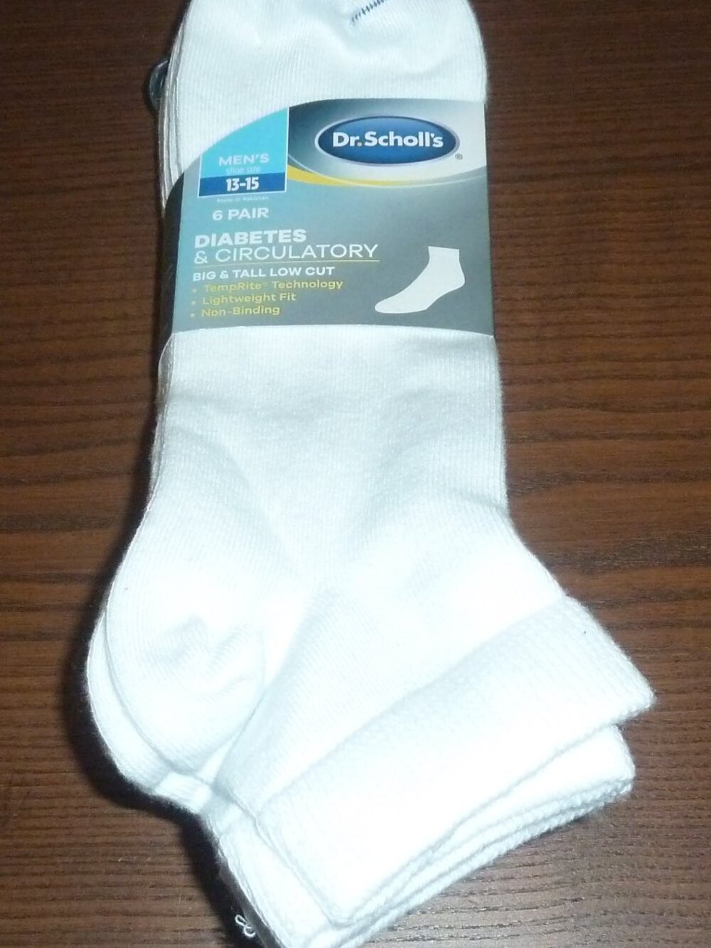 Dr Scholls 6 Pair Men's Diabetic Circulatory White Low Cut Socks Big Tall 13/15